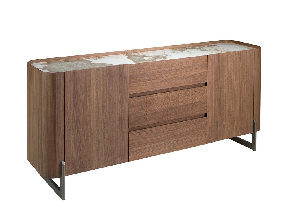 Aparador 3252 Ángel Cerdá en chapa natural de nogal y sobre porcelánico - 2