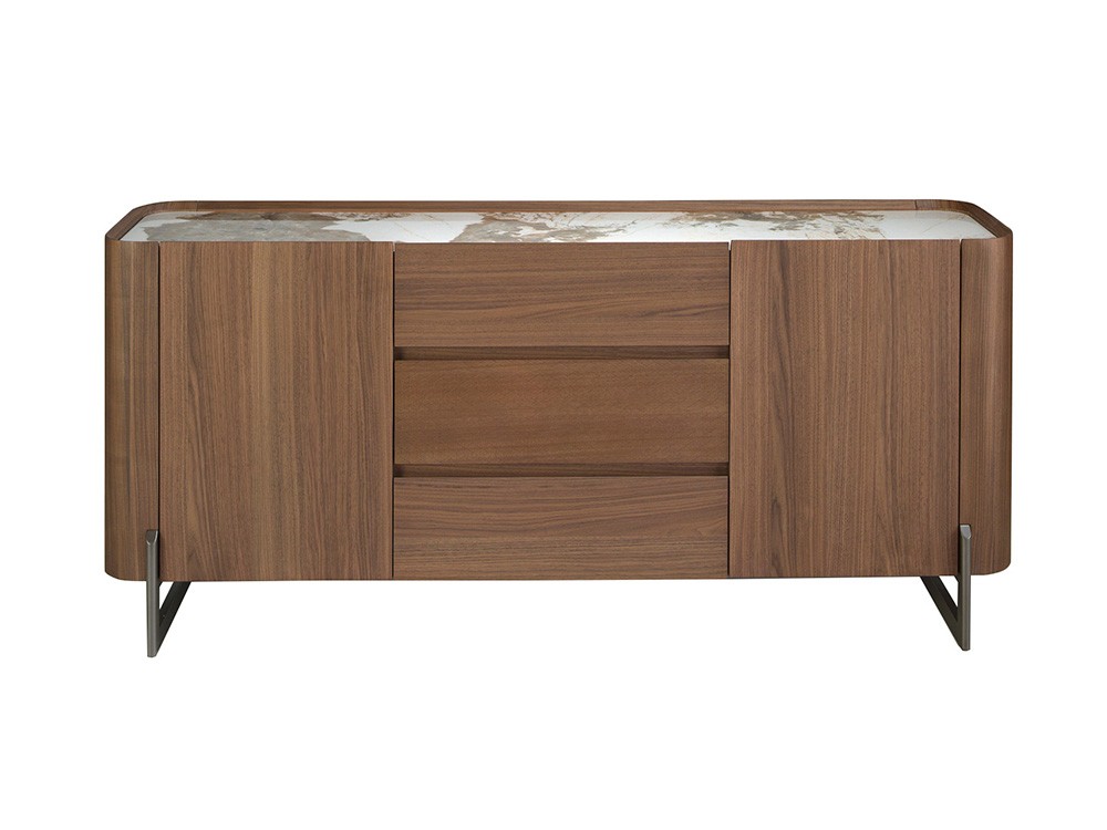 Aparador 3252 Ángel Cerdá en chapa natural de nogal y sobre porcelánico - 3