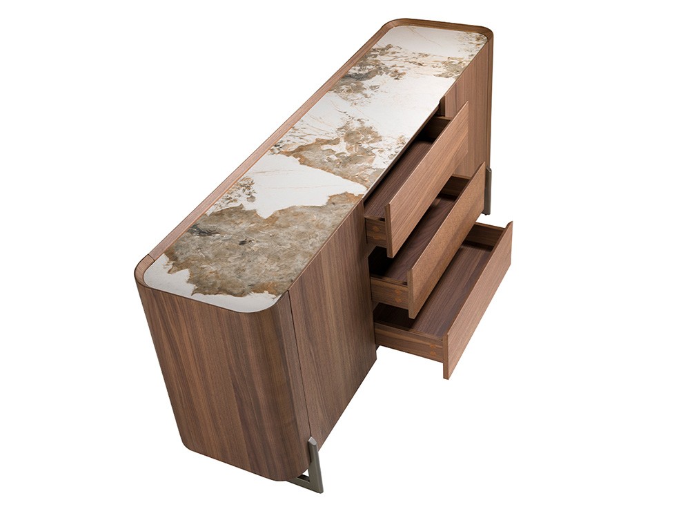 Aparador 3252 Ángel Cerdá en chapa natural de nogal y sobre porcelánico - 5