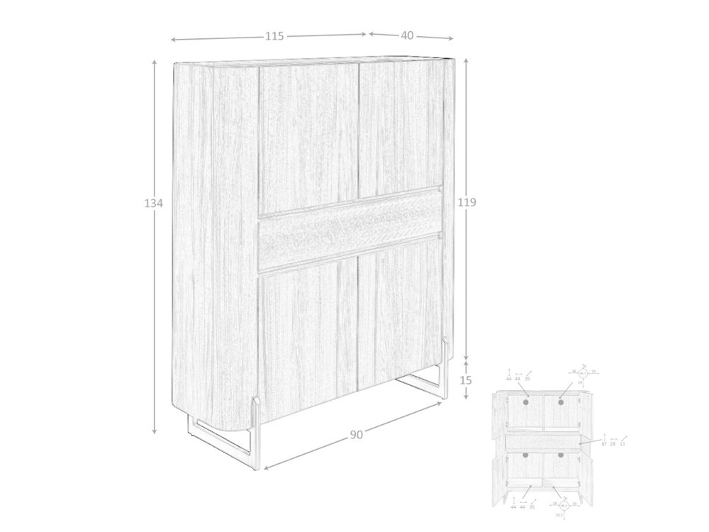 Aparador alto en chapa natural de roble 3251 Ángel Cerdá - 7