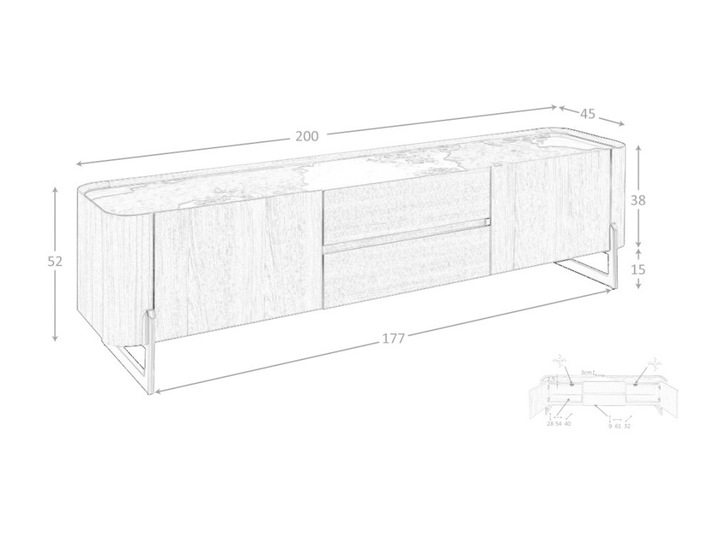 Mueble TV en chapa nogal y porcelánico 3250 Ángel Cerdá - 7