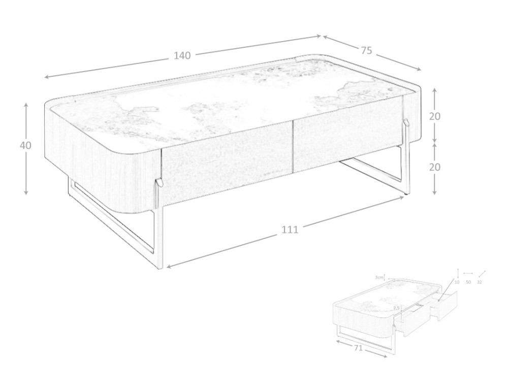 Mesa de centro 2131 en chapa nogal y porcelánico Ángel Cerdá - 8