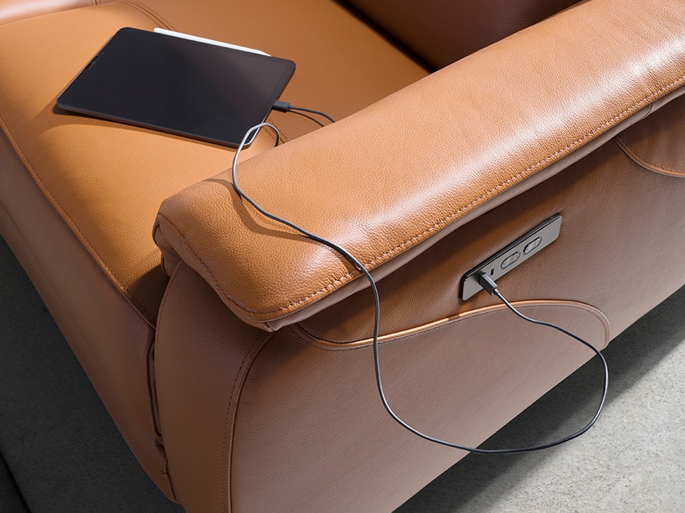 Sofá relax de dos o tres plazas 6180 | 6181 tapizado en piel marrón Ángel Cerdá - 6