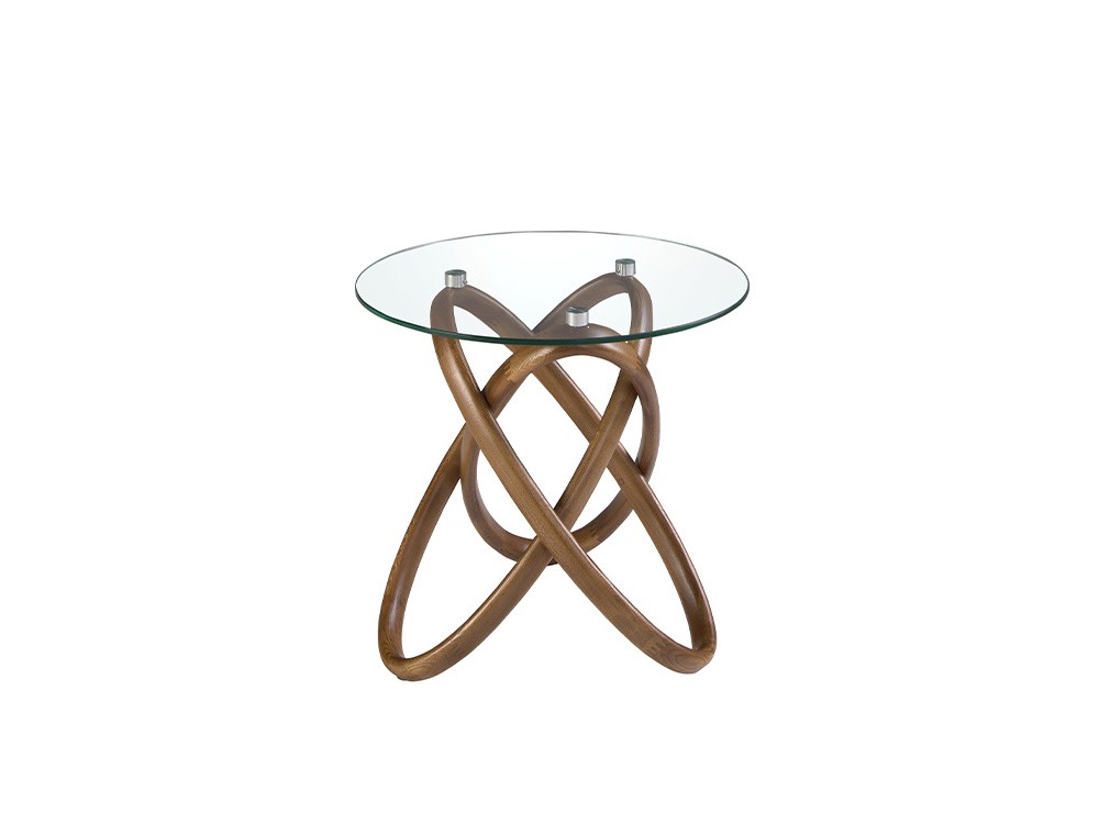 Mesa auxiliar 2126 patas de madera y sobre redondo de cristal Ángel Cerdá - 1