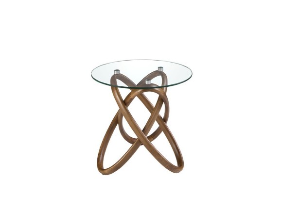Mesa auxiliar 2126 patas de madera y sobre redondo de cristal Ángel Cerdá - 1