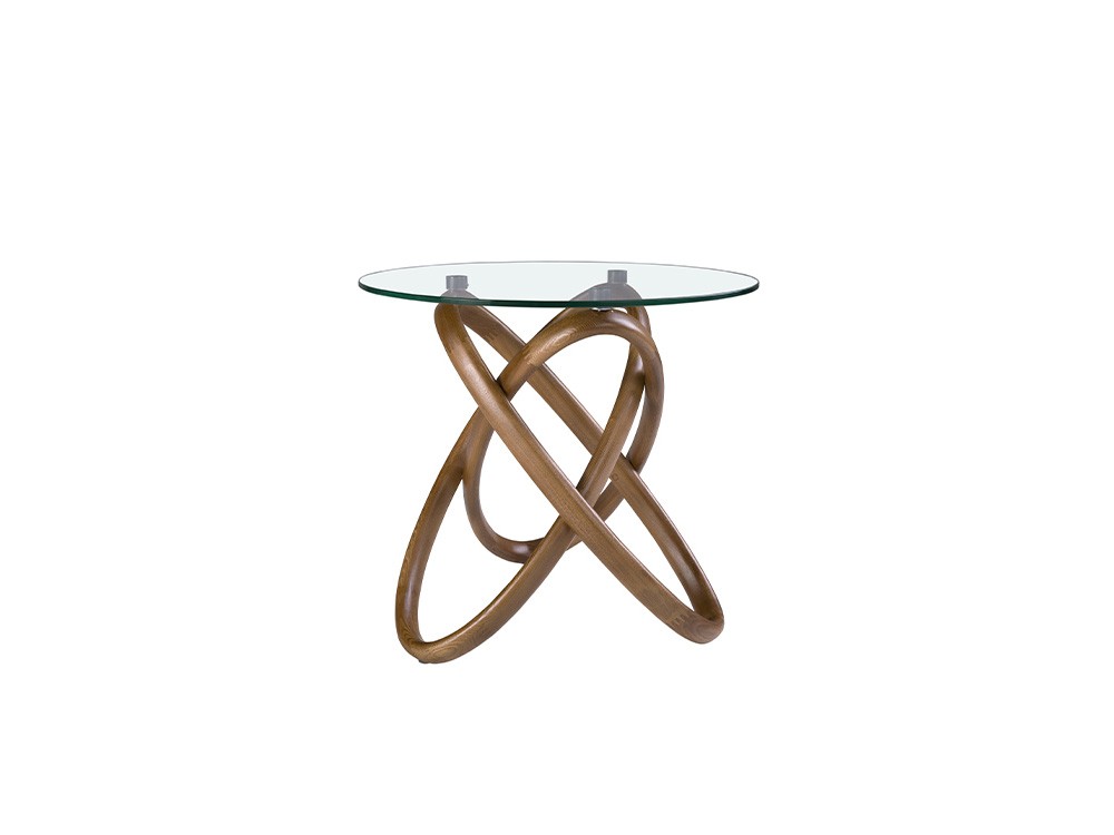 Mesa auxiliar 2126 patas de madera y sobre redondo de cristal Ángel Cerdá - 3