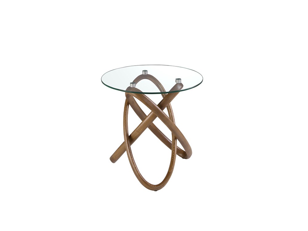 Mesa auxiliar 2126 patas de madera y sobre redondo de cristal Ángel Cerdá - 4