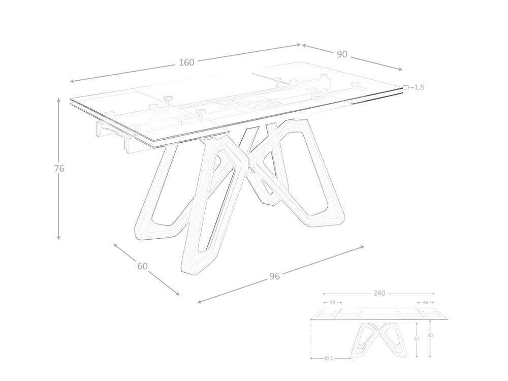 Mesa extensible de cristal templado 1122 Ángel Cerdá - 9 Mesa extensible de cristal templado 1122 Ángel Cerdá - 9