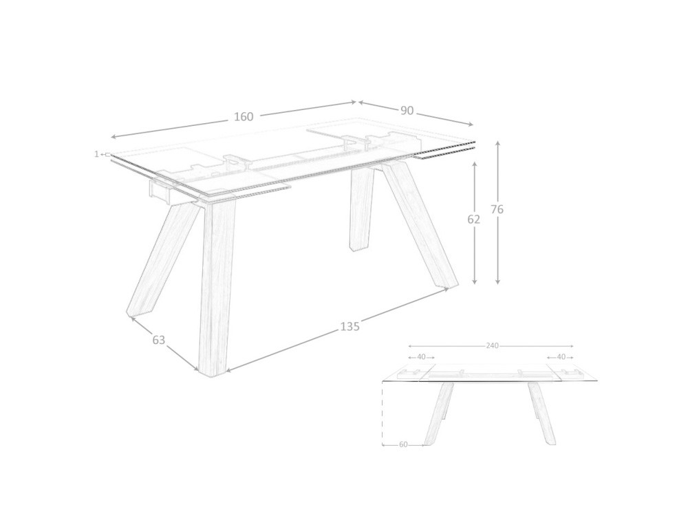 Mesa extensible de cristal templado 1123 Ángel Cerdá - 8 Mesa extensible de cristal templado 1123 Ángel Cerdá - 8