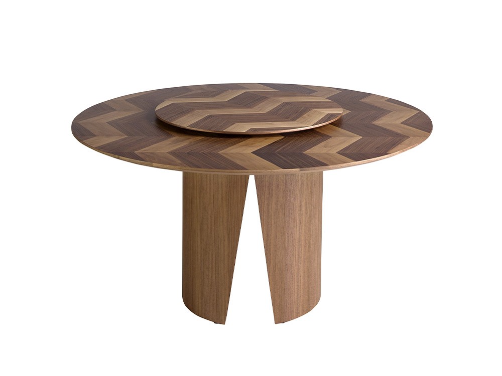 Mesa redonda con pieza giratoria en chapa natural nogal 1130 Ángel Cerdá - 6