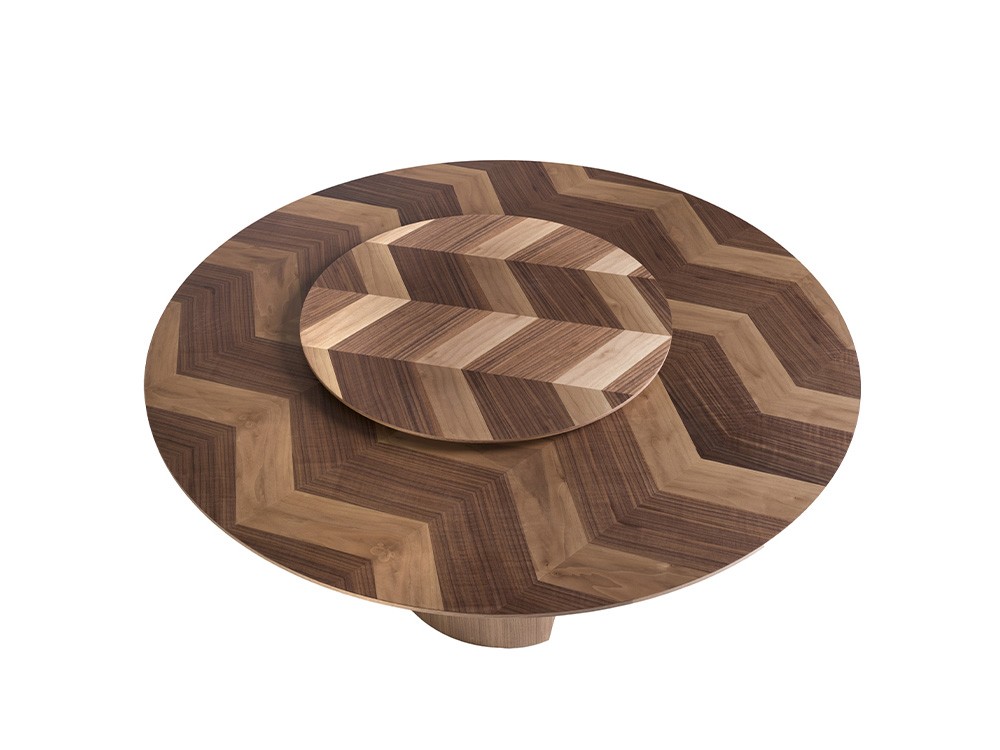 Mesa redonda con pieza giratoria en chapa natural nogal 1130 Ángel Cerdá - 7