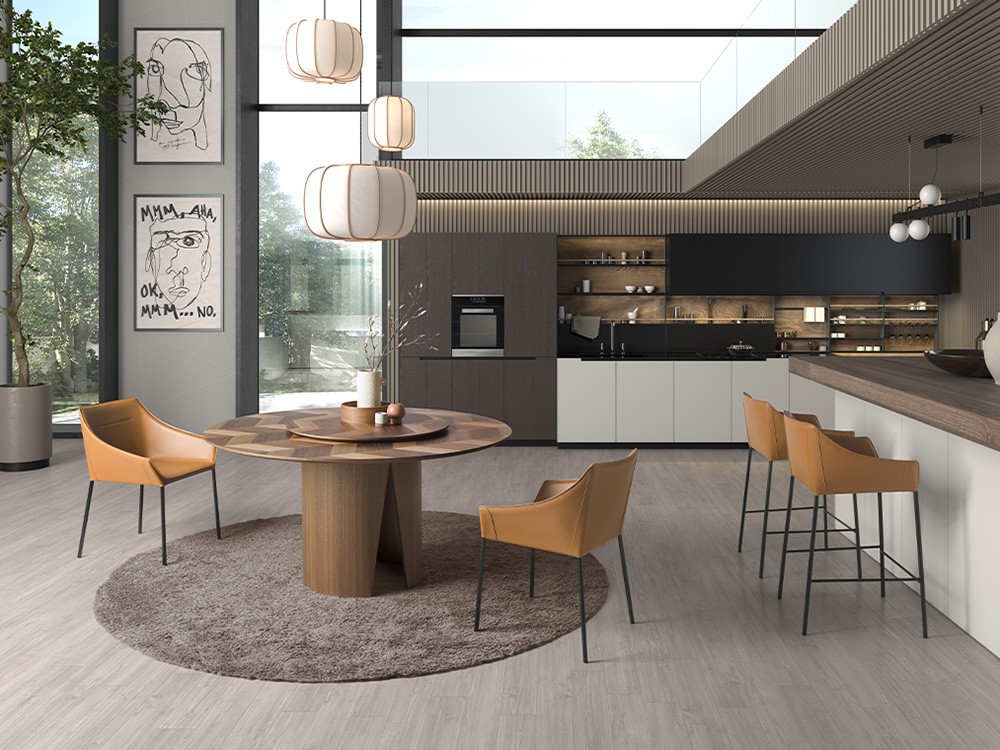 Mesa redonda con pieza giratoria en chapa natural nogal 1130 Ángel Cerdá - 8