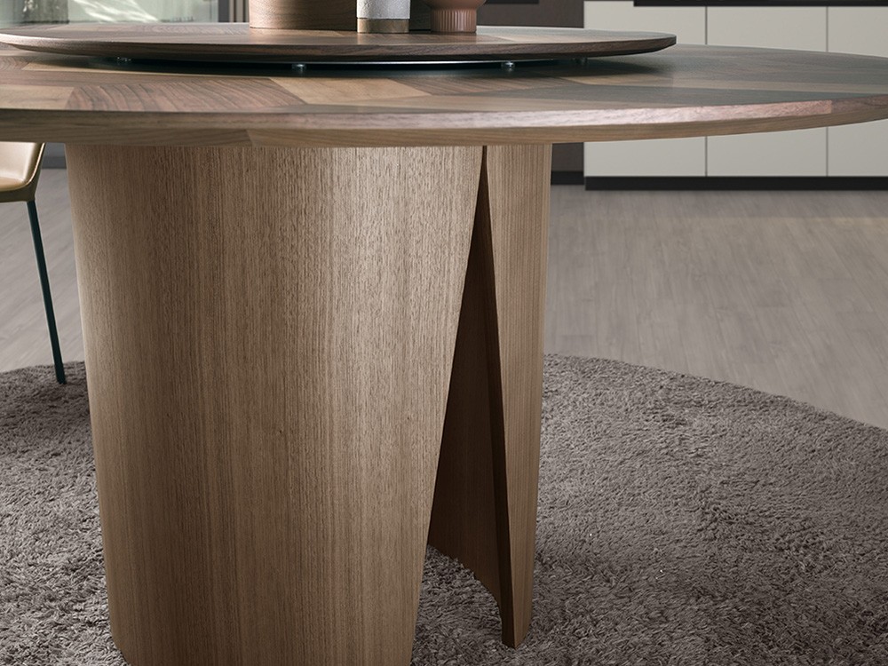 Mesa redonda con pieza giratoria en chapa natural nogal 1130 Ángel Cerdá - 3