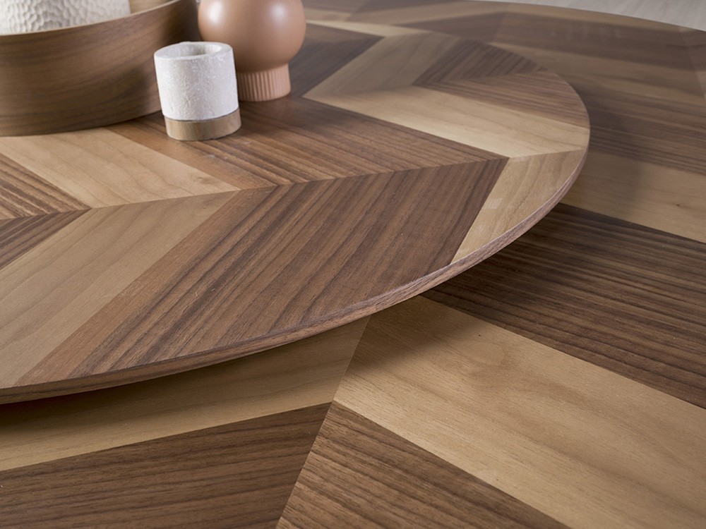 Mesa redonda con pieza giratoria en chapa natural nogal 1130 Ángel Cerdá - 2