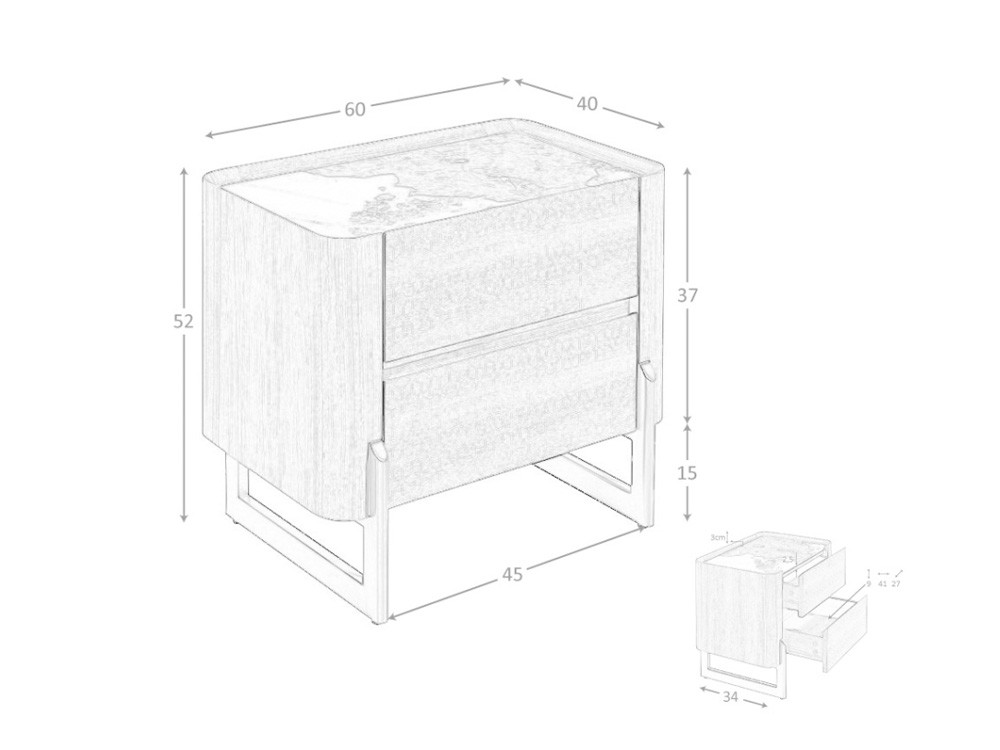 Mesita de noche en chapa natural nogal 7152 Ángel Cerdá - 8