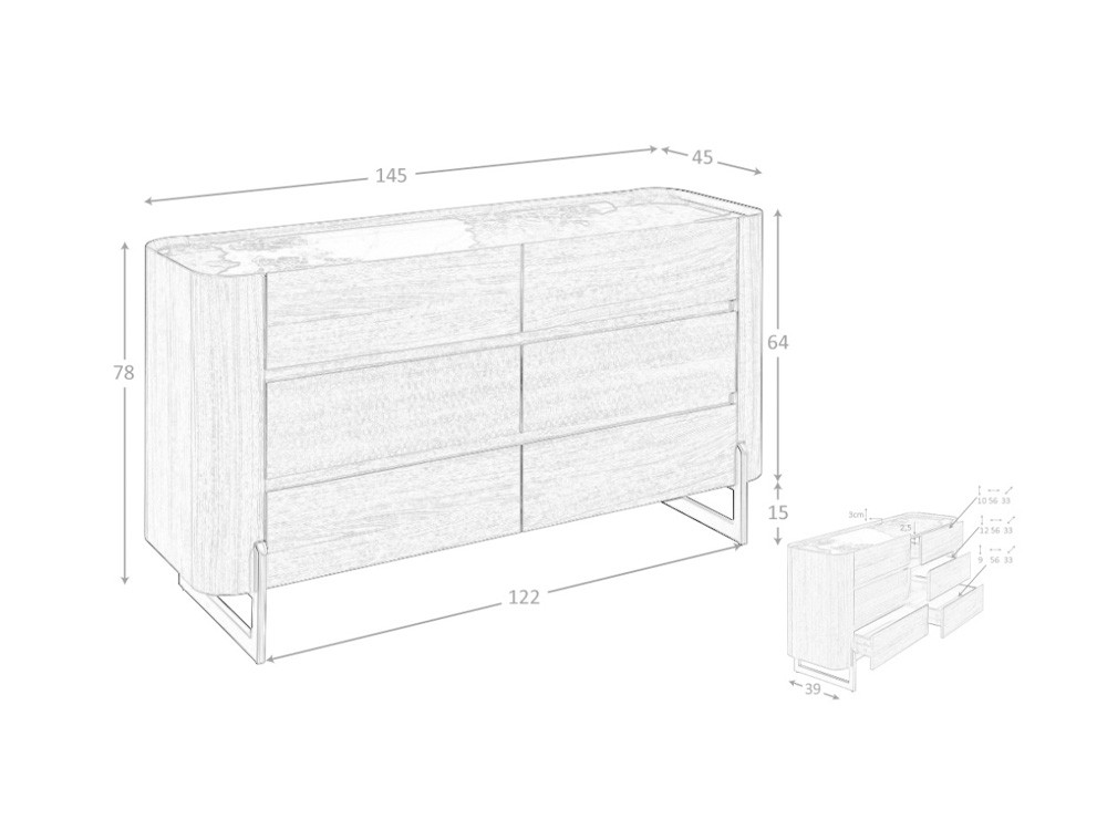 Cómoda chapa natural nogal 7151 Ángel Cerdá - 7