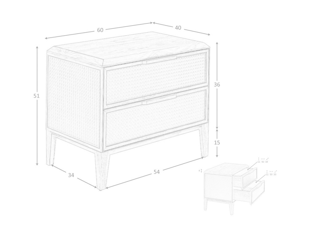 Mesita de noche en chapa nogal con frente de pvc 7149 Ángel Cerdá - 7