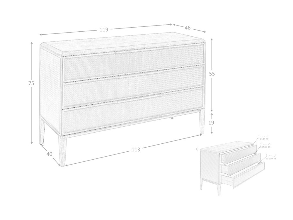 Cómoda en chapa nogal y pvc verde 7150 Ángel Cerdá - 8