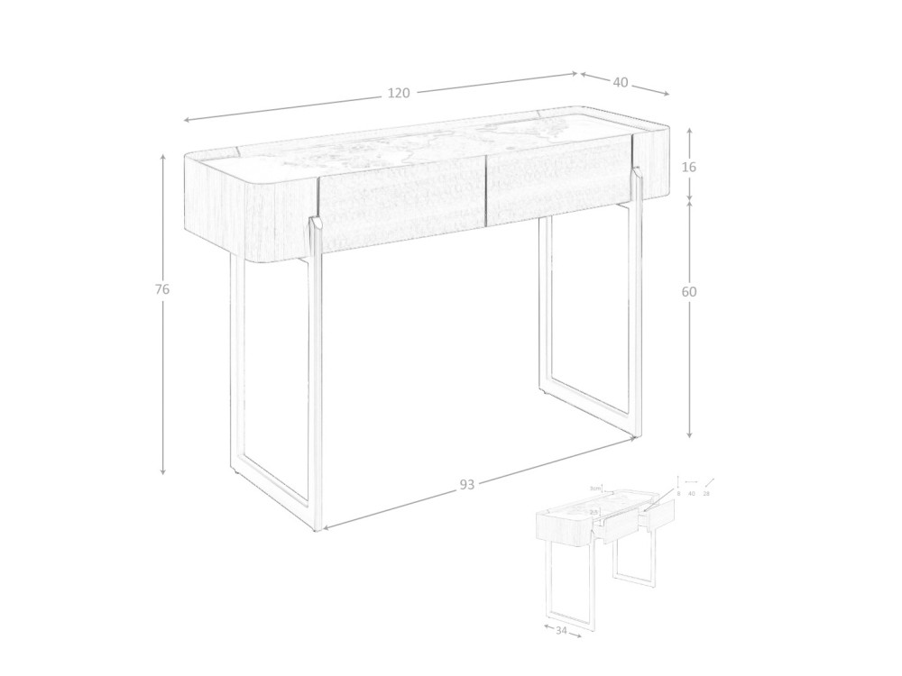 Consola chapa nogal con sobre porcelánico 3254 Ángel Cerdá - 7