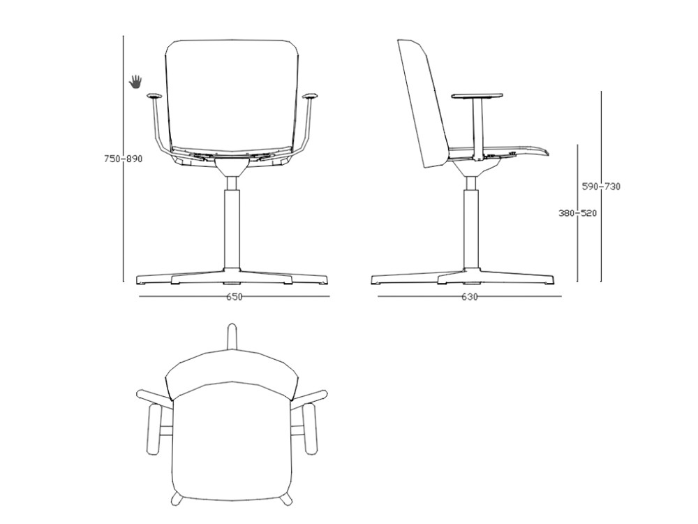 Silla giratoria Supra con brazos de polipropileno de ondarreta - 25