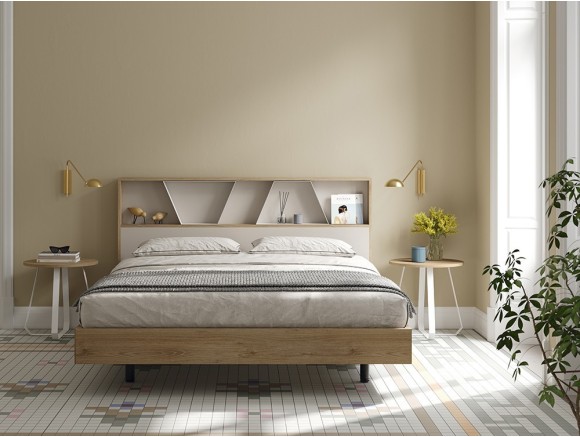 Cama con cabecero Forest Cairo y aro para colchón de 160x200 Kalm de Mobenia  - 1