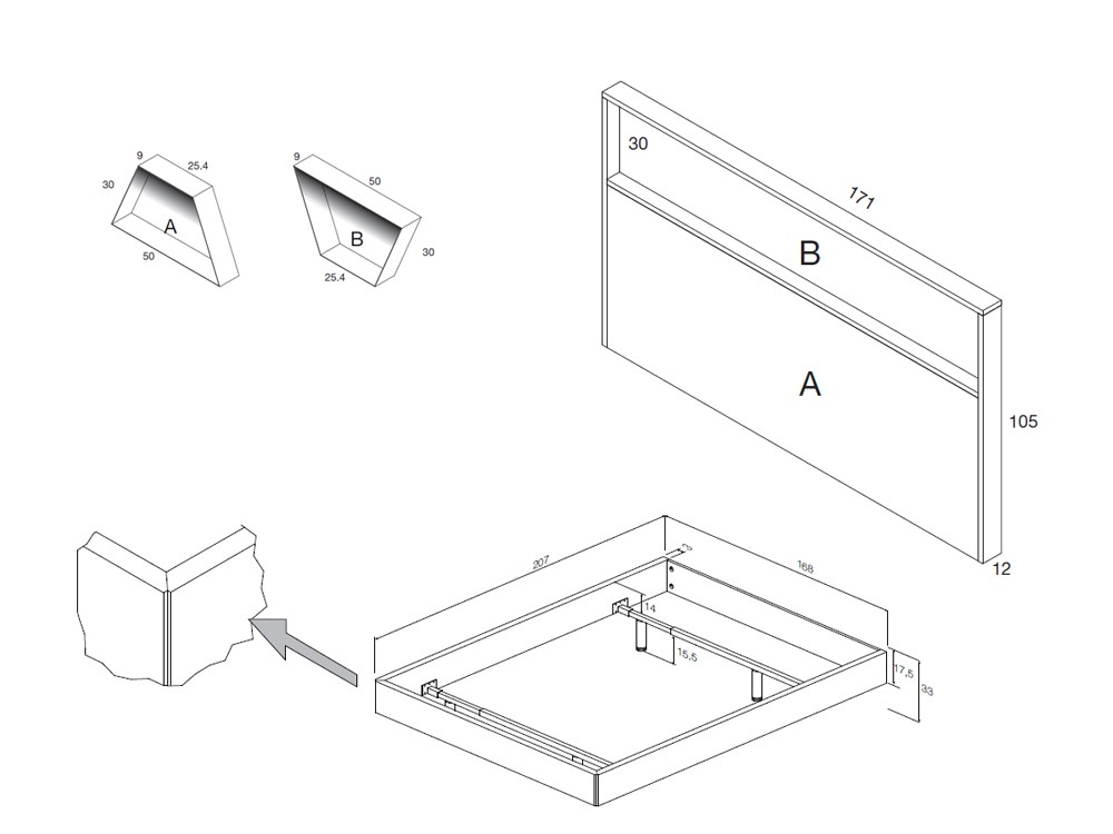 Cama con cabecero Forest con estante y aro Ottawa Kalm 02 de Mobenia - 10