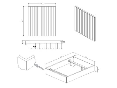 Cama con cabecero Mika Cairo y aro Sim Max laminado para colchón 160x200 Kalm 11 de Mobenia -10