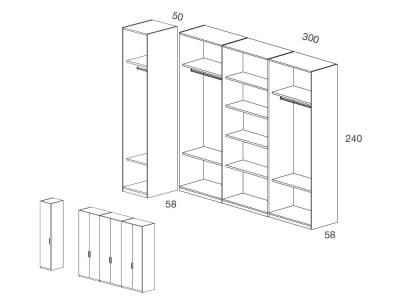 Armario Harry con seis puertas batientes Kalm 11 de Mobenia - 10