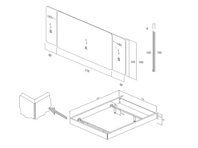 Cama con cabecero Land Cairo con led y aro Slim puedes añadir las mesitas Surf Kalm 14 de Mobenia - 10