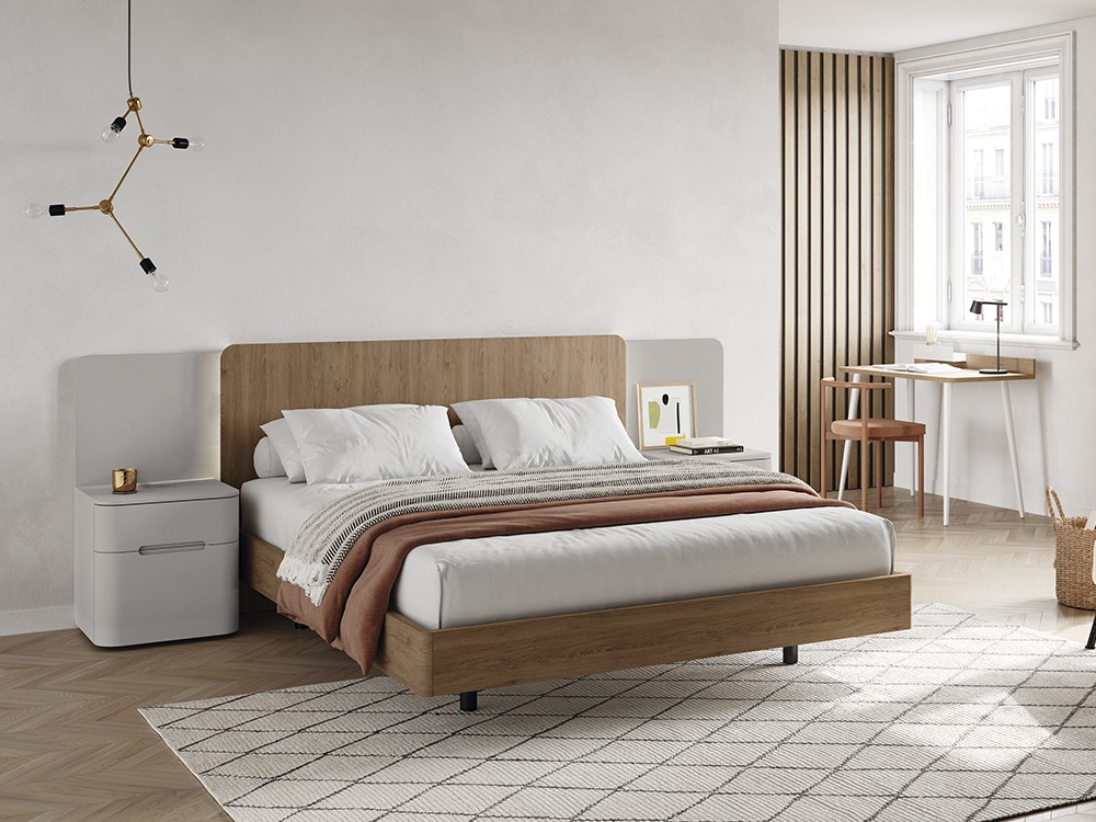 Cama con cabecero Land Cairo con led y aro Slim puedes añadir las mesitas Surf Kalm 14 de Mobenia - 8