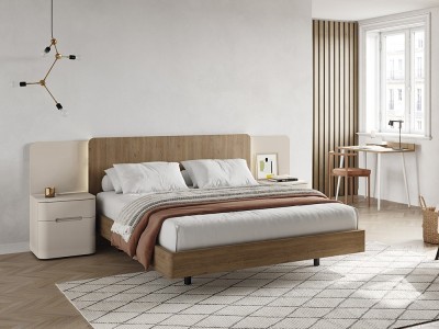 Cama con cabecero Land Cairo con led y aro Slim puedes añadir las mesitas Surf Kalm 14 de Mobenia - 1