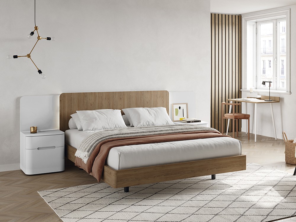 Cama con cabecero Land Cairo con led y aro Slim puedes añadir las mesitas Surf Kalm 14 de Mobenia - 9