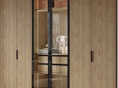 Armario con ocho puertas lisa y Vitrina en acabado laminado madera Kalm 14 de Mobenia - 2