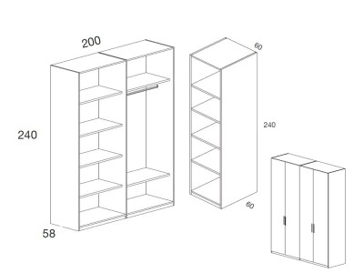 Armario Lisa con cuatro puertas y módulo estantería Kalm 16 de Mobenia - 3
