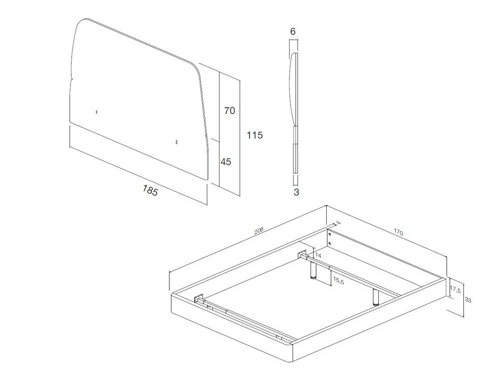 Cama Trapez con aro Sim tapizada Kalm 19 de Mobenia - 8