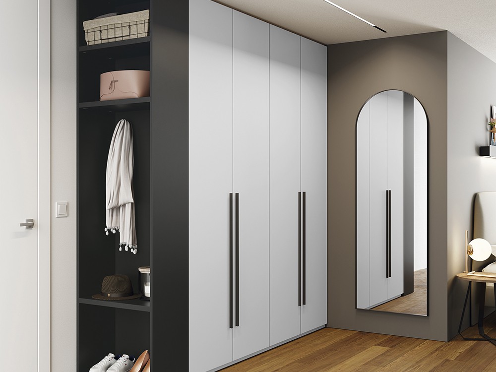 Armario Liso de cuatro puertas batientes con terminal con perchero Kalm de Mobenia - 2