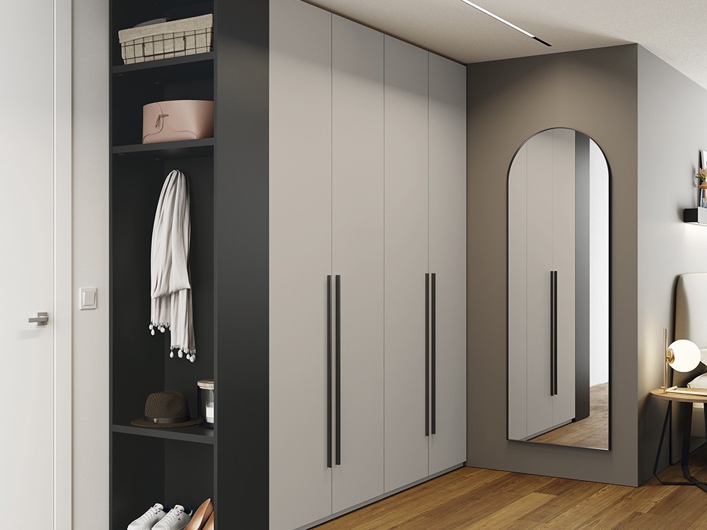 Armario Liso de cuatro puertas batientes con terminal con perchero Kalm de Mobenia - 3