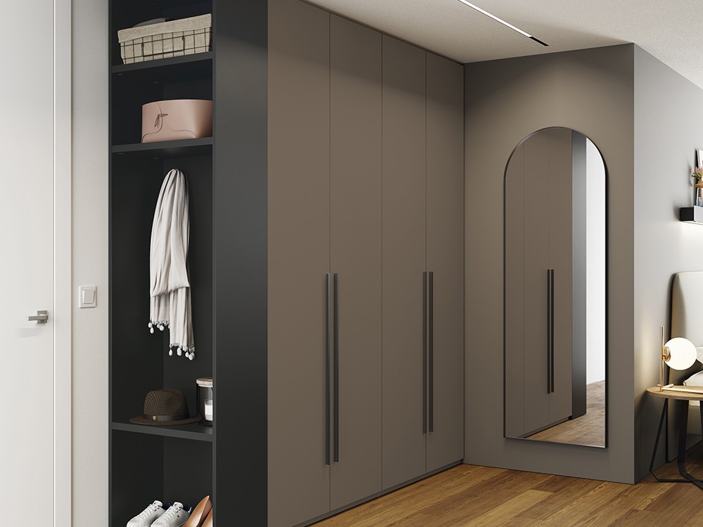 Armario Liso de cuatro puertas batientes con terminal con perchero Kalm de Mobenia - 5