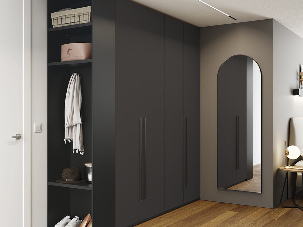 Armario Liso de cuatro puertas batientes con terminal con perchero Kalm de Mobenia - 8