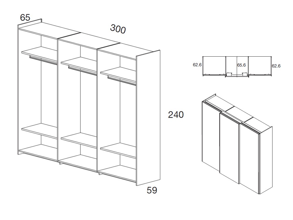 Armario Keyboard  con tres puertas correderas Kalm 20 de Mobenia - 3