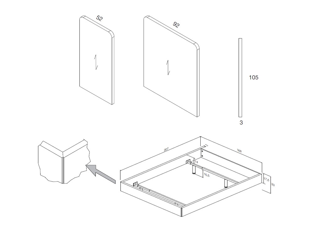 Cama Ona Wood con aro Sim Kalm 23 de Mobenia - 3
