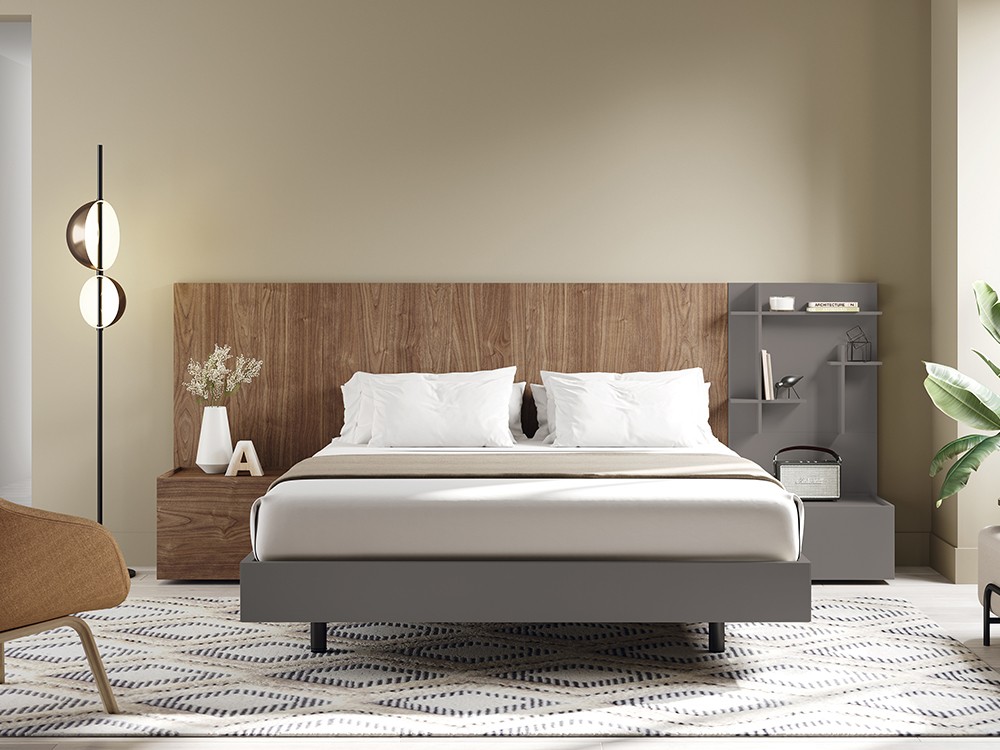 Dormitorio con cabecero Doan, aro sim y dos mesitas de noche Pool Kalm 28 de Mobenia - 5