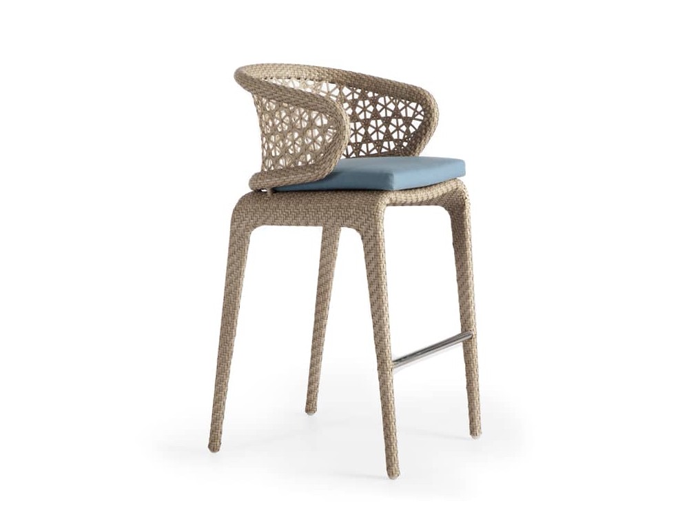 Taburete alto Journey con cojín tapizado de Skyline - 2