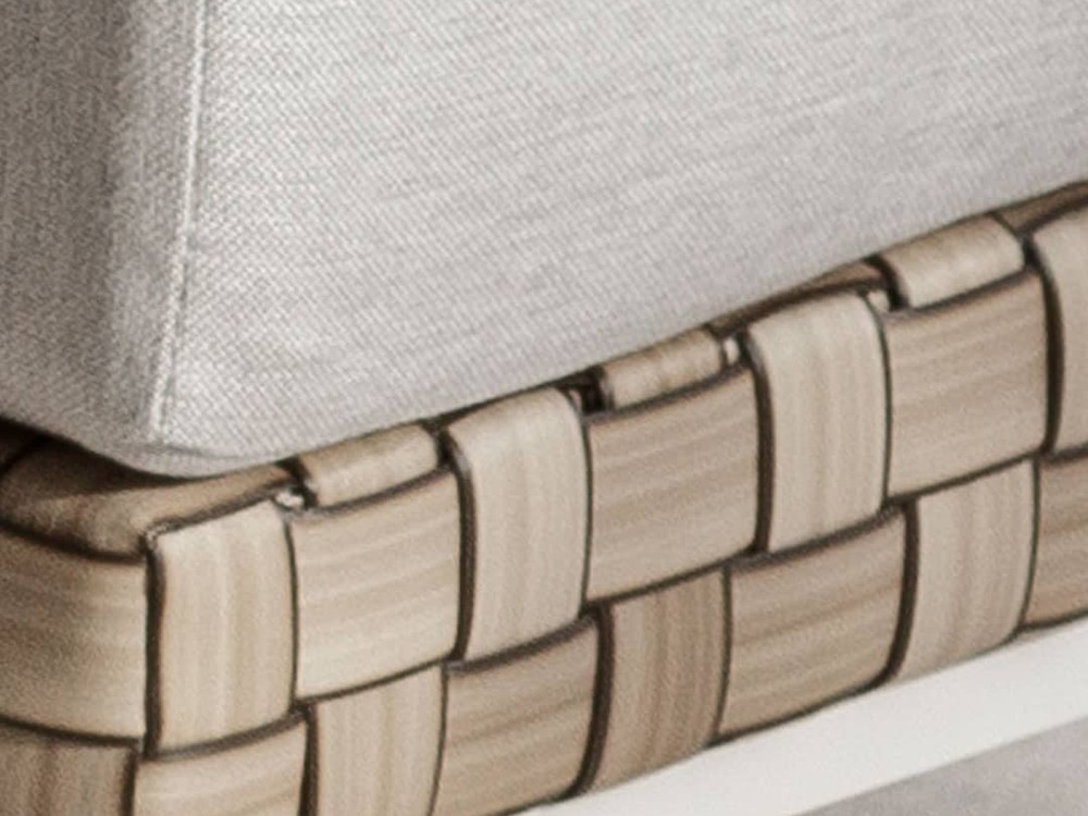 Otomán de aluminio blanco y fibras sintética con cojín tapizado Brafta de skyline - 7