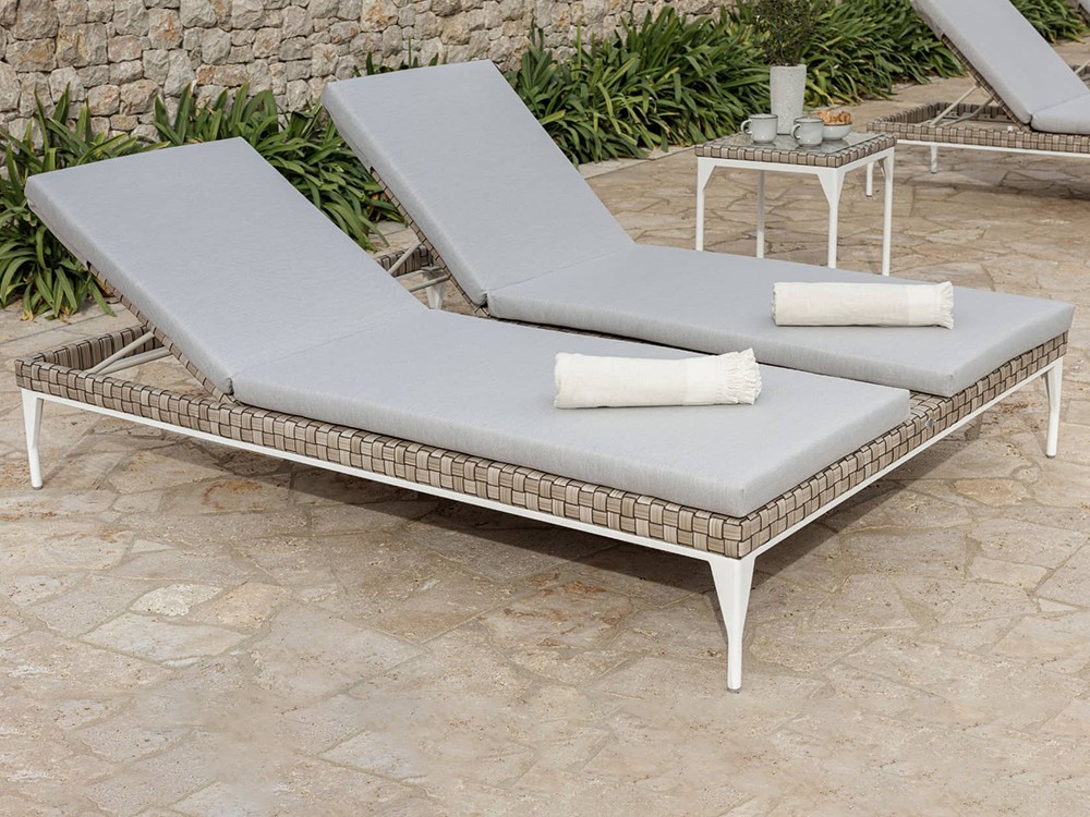 Tumbona doble de aluminio y fibra sintética con colchonestas tapizadas Brafta de Skyline - 2