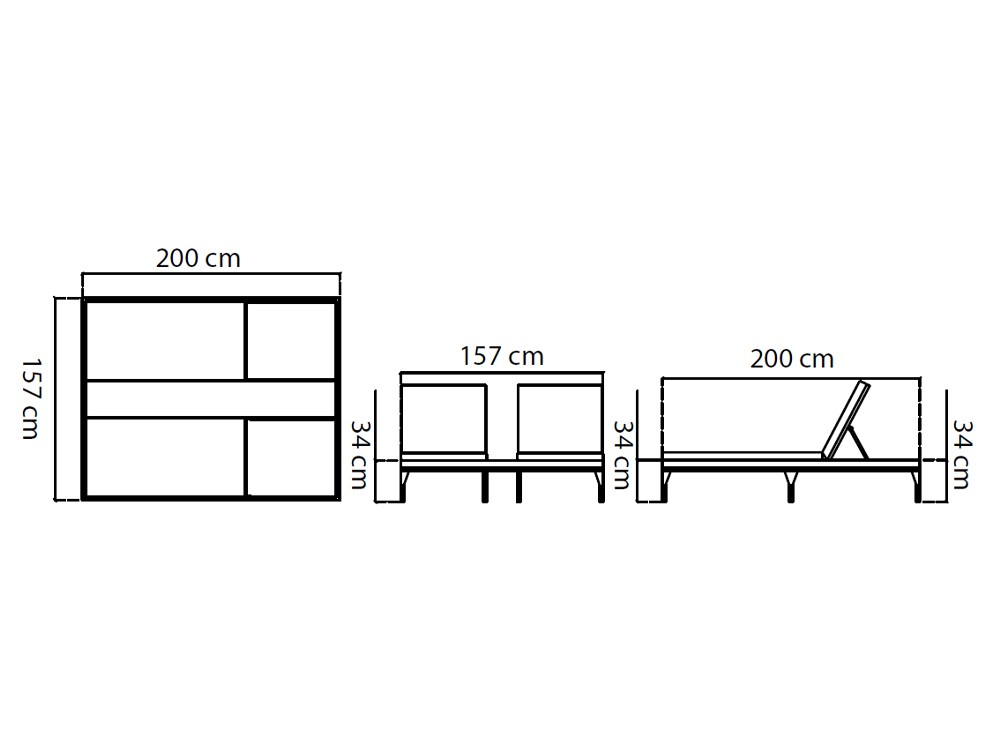Tumbona doble de aluminio y fibra sintética con colchonestas tapizadas Brafta de Skyline - 5