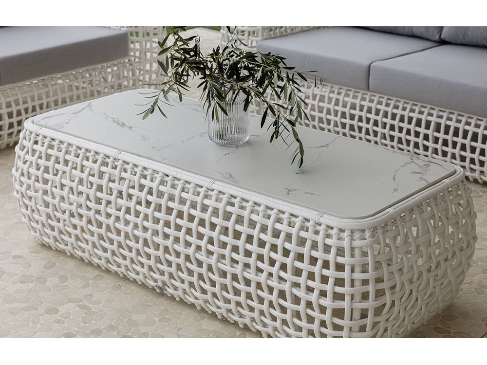 Mesa de centro de aluminio y fibra sintética con sobre porcelánico Dynasty de Skyline - 2