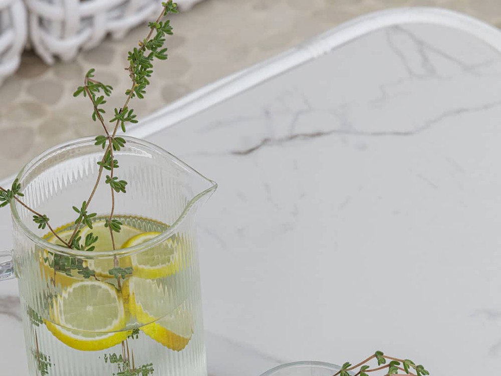 Mesa de centro de aluminio y fibra sintética con sobre porcelánico Dynasty de Skyline - 11