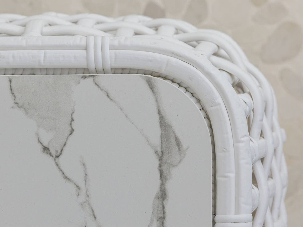 Mesa auxiliar de aluminio y fibra sintética trenzada con sobre porcelánico Dynasty de Skyline - 3