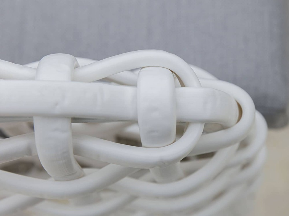 Taburete alto de aluminio y fibra sintética trenzada con sobre dekton Dinasty de Skyline - 6